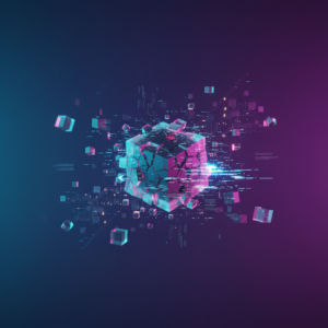 Glitch tokeny v AI — abstraktní vizualizace pokroucených datových tokenů uvnitř neuronové sítě
