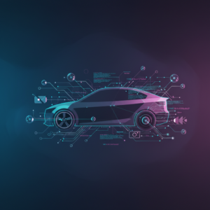 AI v automobilovém průmyslu — Valeo nasazuje Gemini, ilustrační vizuál spojení AI a vývoje softwaru pro auta